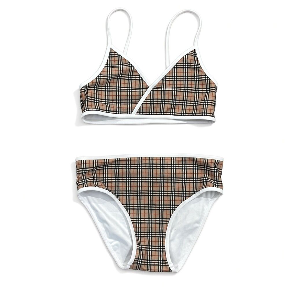 Burberry Girls Check 2-Piece Bikini Set Tank Top High-Waisted Bottom 12y Kids